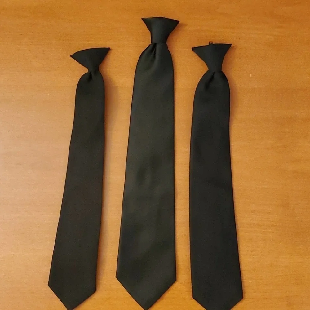 Set of 3 Black Clip-On Ties